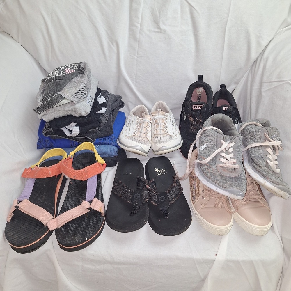 13pc Mens Womens Mystery Clothing Shoe‎ Lot Skechers USPA Gemini Sz 8 Shoe P4